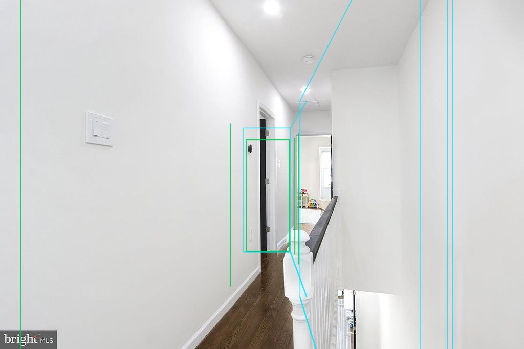 Photo 36 — Hallway with the plan's walls, windows and furniture projected through the fitted camera